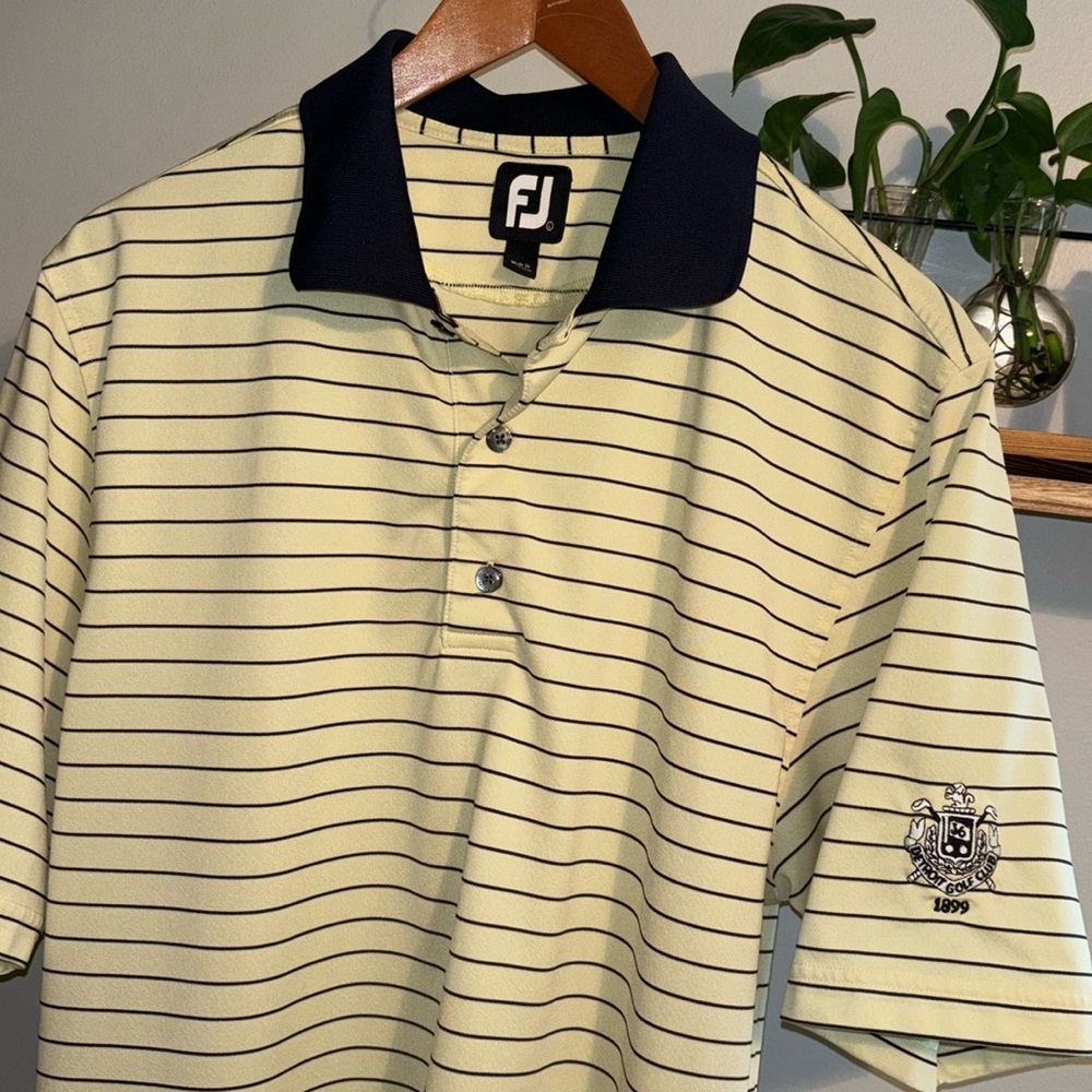NWOT Detroit Golf Club FootJoy Yellow Stripe Golf Polo Large